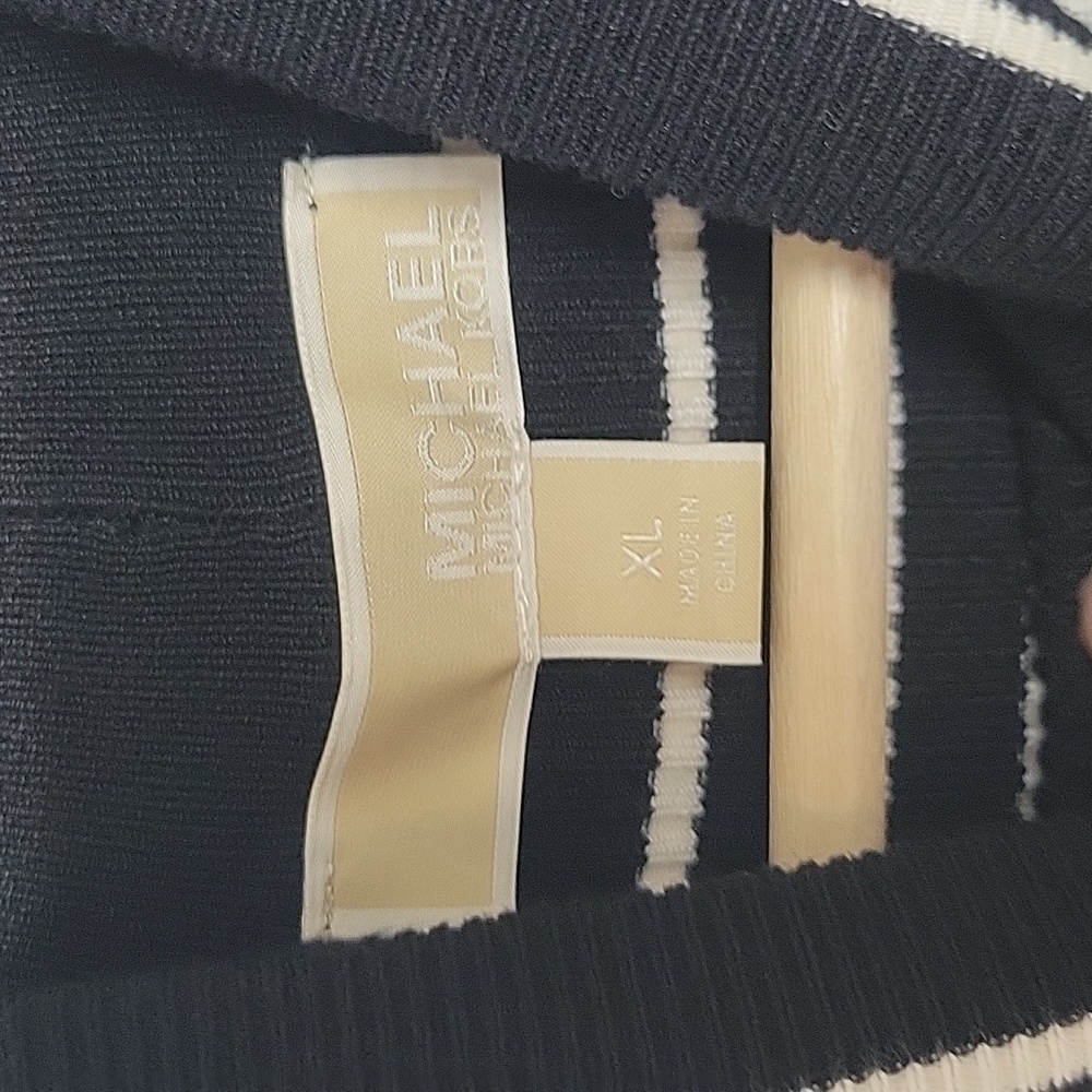 Michael Kors Stretch-Viscose Striped Ribbed Turtle Neck Black, White - Picture 6 of 10
